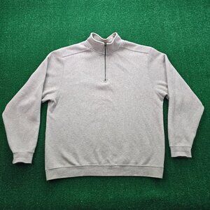 LL Bean Sweater‎ Mens Large Beige 1/4 Zip Pullover Cotton Outdoors O UP43